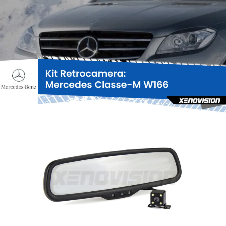 Kit Telecamera Parcheggio e Specchietto retrovisore con display invisibile per Mercedes Classe-M W166. Spento è identico all’originale. In retromarcia, l’immagine appare in un riquadro prima invisibile