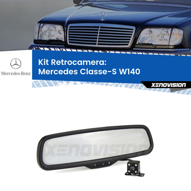 Kit Telecamera Parcheggio e Specchietto retrovisore con display invisibile per Mercedes Classe-S W140. Spento è identico all’originale. In retromarcia, l’immagine appare in un riquadro prima invisibile