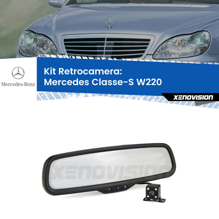 Kit Telecamera Parcheggio e Specchietto retrovisore con display invisibile per Mercedes Classe-S W220. Spento è identico all’originale. In retromarcia, l’immagine appare in un riquadro prima invisibile