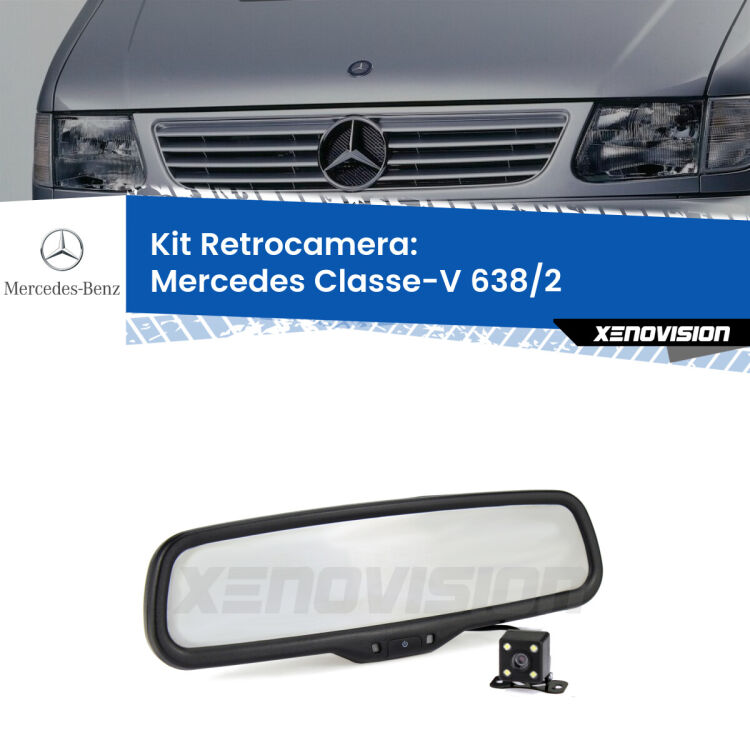 Kit Telecamera Parcheggio e Specchietto retrovisore con display invisibile per Mercedes Classe-V 638/2. Spento è identico all’originale. In retromarcia, l’immagine appare in un riquadro prima invisibile