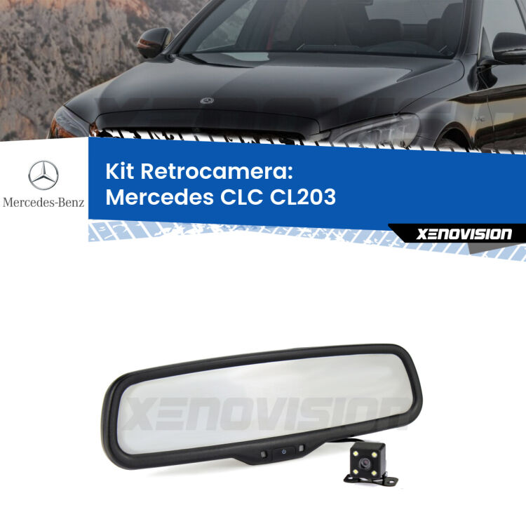 Kit Telecamera Parcheggio e Specchietto retrovisore con display invisibile per Mercedes CLC CL203. Spento è identico all’originale. In retromarcia, l’immagine appare in un riquadro prima invisibile