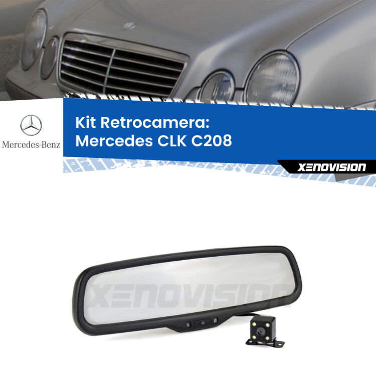 Kit Telecamera Parcheggio e Specchietto retrovisore con display invisibile per Mercedes CLK C208. Spento è identico all’originale. In retromarcia, l’immagine appare in un riquadro prima invisibile