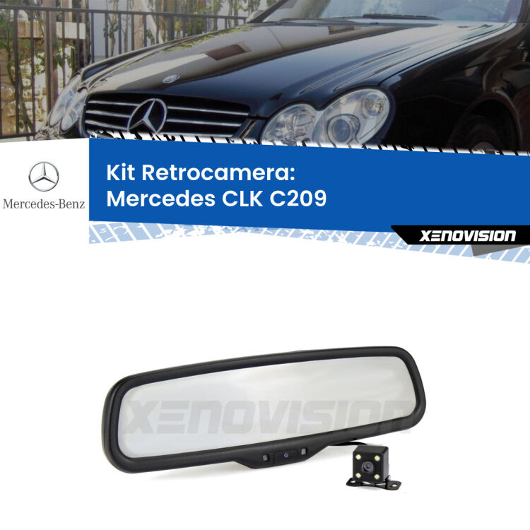 Kit Telecamera Parcheggio e Specchietto retrovisore con display invisibile per Mercedes CLK C209. Spento è identico all’originale. In retromarcia, l’immagine appare in un riquadro prima invisibile