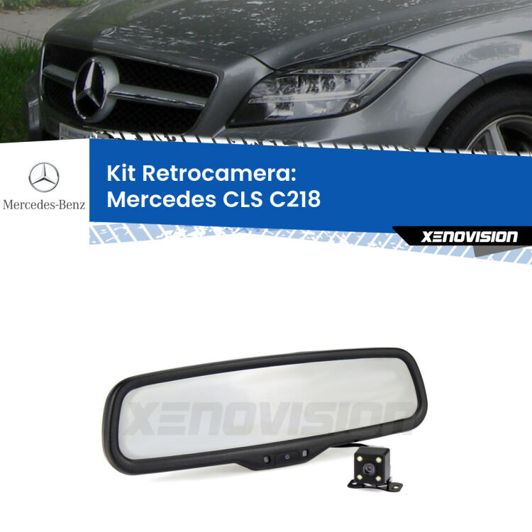 Kit Telecamera Parcheggio e Specchietto retrovisore con display invisibile per Mercedes CLS C218. Spento è identico all’originale. In retromarcia, l’immagine appare in un riquadro prima invisibile