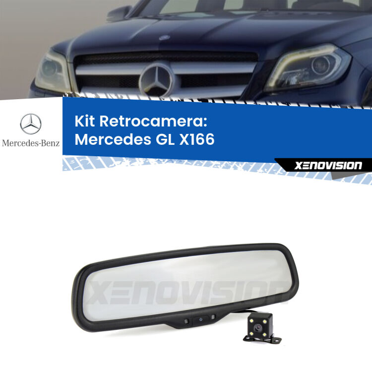 Kit Telecamera Parcheggio e Specchietto retrovisore con display invisibile per Mercedes GL X166. Spento è identico all’originale. In retromarcia, l’immagine appare in un riquadro prima invisibile