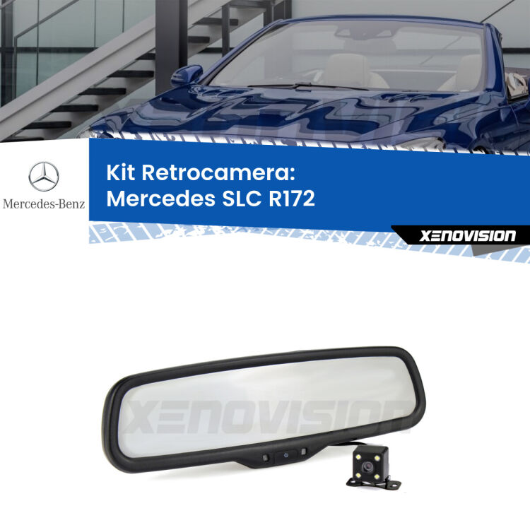 Kit Telecamera Parcheggio e Specchietto retrovisore con display invisibile per Mercedes SLC R172. Spento è identico all’originale. In retromarcia, l’immagine appare in un riquadro prima invisibile