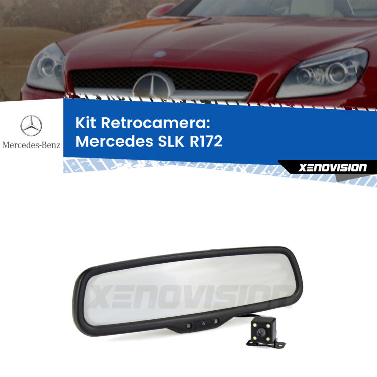 Kit Telecamera Parcheggio e Specchietto retrovisore con display invisibile per Mercedes SLK R172. Spento è identico all’originale. In retromarcia, l’immagine appare in un riquadro prima invisibile