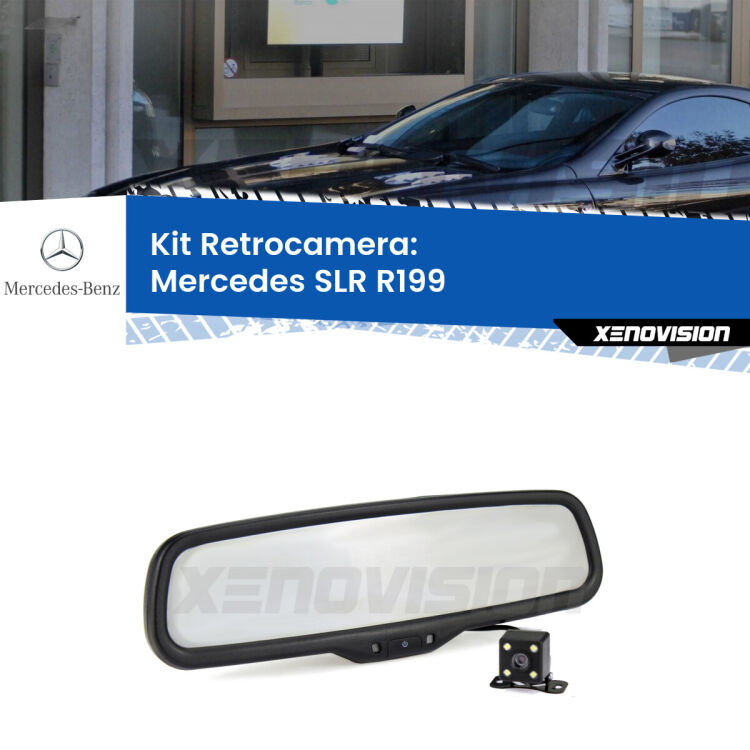 Kit Telecamera Parcheggio e Specchietto retrovisore con display invisibile per Mercedes SLR R199. Spento è identico all’originale. In retromarcia, l’immagine appare in un riquadro prima invisibile