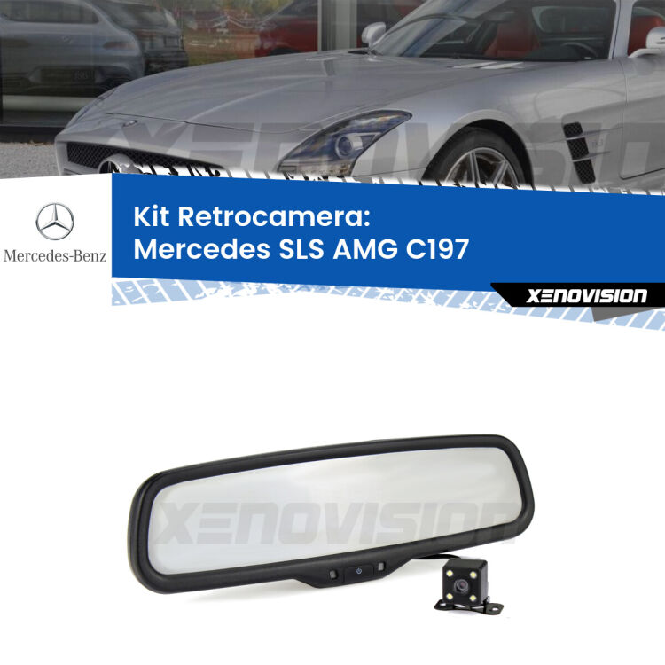 Kit Telecamera Parcheggio e Specchietto retrovisore con display invisibile per Mercedes SLS AMG C197. Spento è identico all’originale. In retromarcia, l’immagine appare in un riquadro prima invisibile