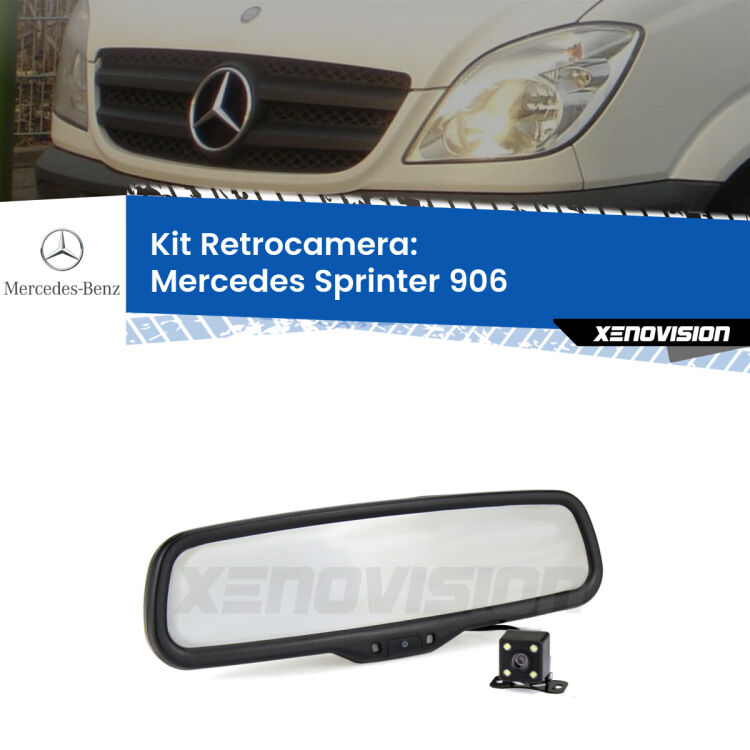 Kit Telecamera Parcheggio e Specchietto retrovisore con display invisibile per Mercedes Sprinter 906. Spento è identico all’originale. In retromarcia, l’immagine appare in un riquadro prima invisibile