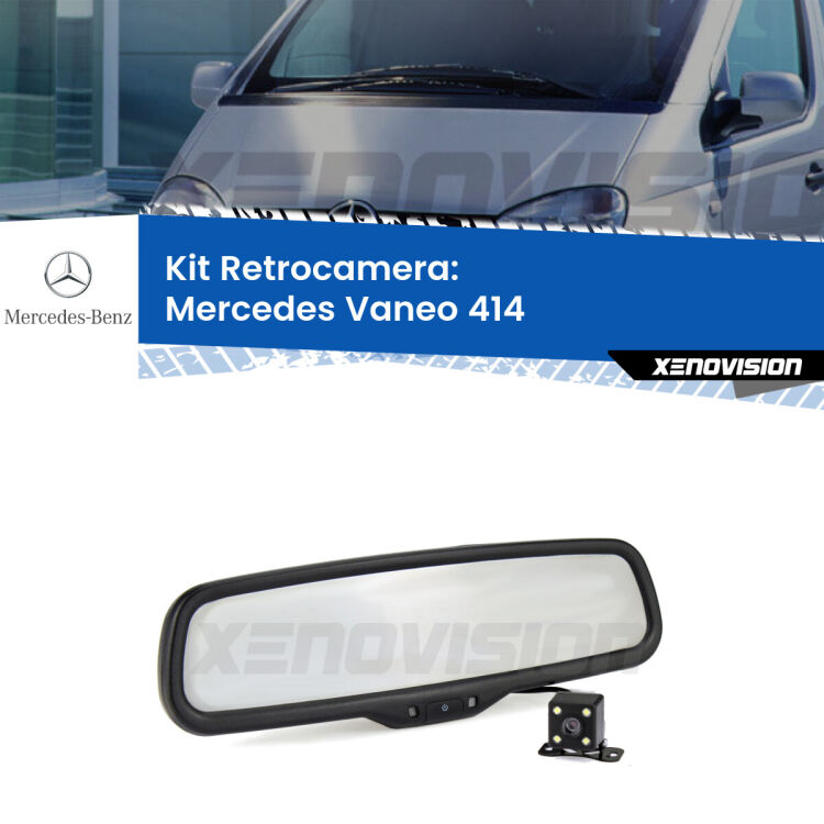 Kit Telecamera Parcheggio e Specchietto retrovisore con display invisibile per Mercedes Vaneo 414. Spento è identico all’originale. In retromarcia, l’immagine appare in un riquadro prima invisibile