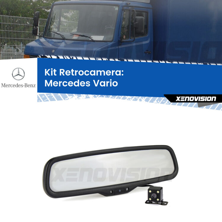 Kit Telecamera Parcheggio e Specchietto retrovisore con display invisibile per Mercedes Vario . Spento è identico all’originale. In retromarcia, l’immagine appare in un riquadro prima invisibile