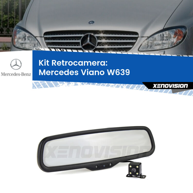 Kit Telecamera Parcheggio e Specchietto retrovisore con display invisibile per Mercedes Viano W639. Spento è identico all’originale. In retromarcia, l’immagine appare in un riquadro prima invisibile