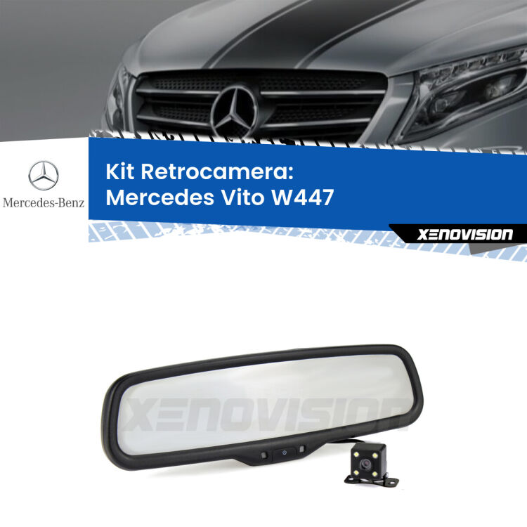 Kit Telecamera Parcheggio e Specchietto retrovisore con display invisibile per Mercedes Vito W447. Spento è identico all’originale. In retromarcia, l’immagine appare in un riquadro prima invisibile