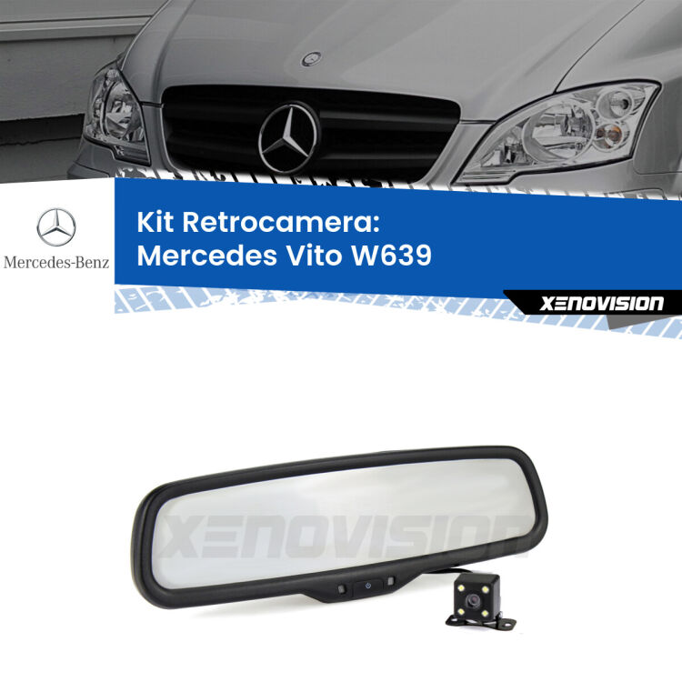 Kit Telecamera Parcheggio e Specchietto retrovisore con display invisibile per Mercedes Vito W639. Spento è identico all’originale. In retromarcia, l’immagine appare in un riquadro prima invisibile