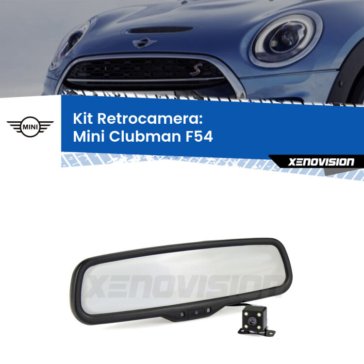 Kit Telecamera Parcheggio e Specchietto retrovisore con display invisibile per Mini Clubman F54. Spento è identico all’originale. In retromarcia, l’immagine appare in un riquadro prima invisibile