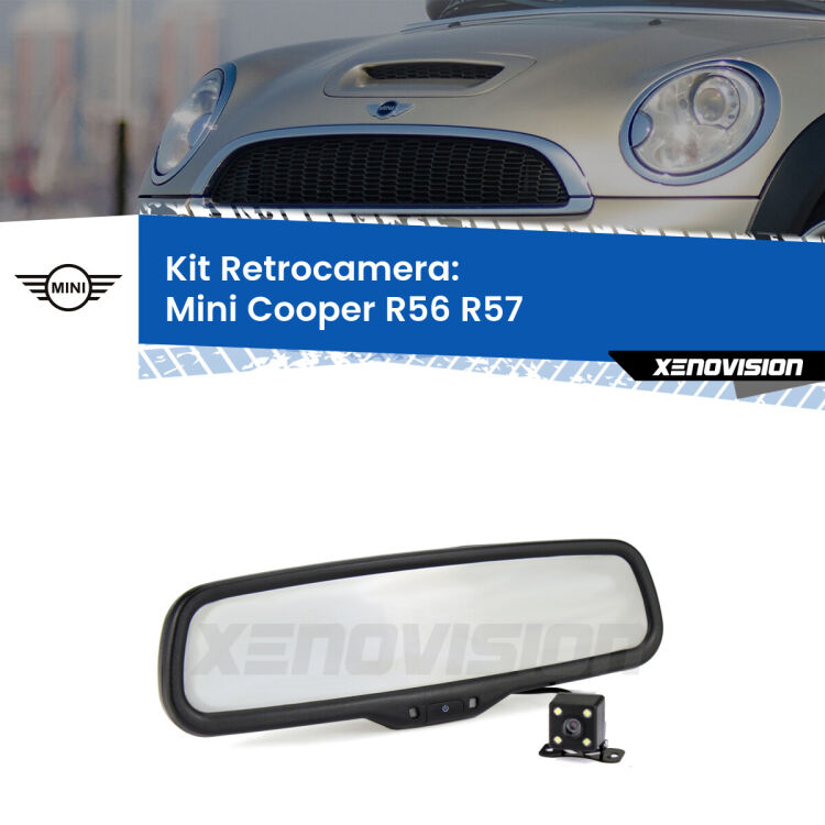 Kit Telecamera Parcheggio e Specchietto retrovisore con display invisibile per Mini Cooper R56 R57. Spento è identico all’originale. In retromarcia, l’immagine appare in un riquadro prima invisibile