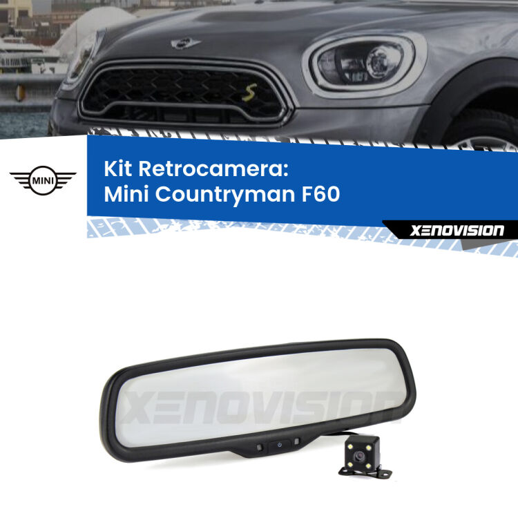 Kit Telecamera Parcheggio e Specchietto retrovisore con display invisibile per Mini Countryman F60. Spento è identico all’originale. In retromarcia, l’immagine appare in un riquadro prima invisibile