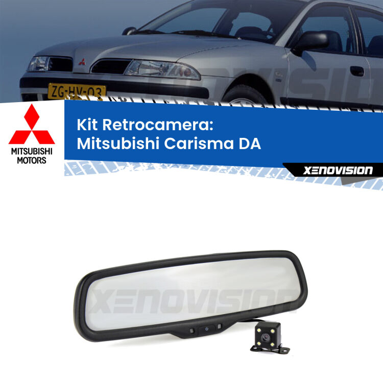 Kit Telecamera Parcheggio e Specchietto retrovisore con display invisibile per Mitsubishi Carisma DA. Spento è identico all’originale. In retromarcia, l’immagine appare in un riquadro prima invisibile