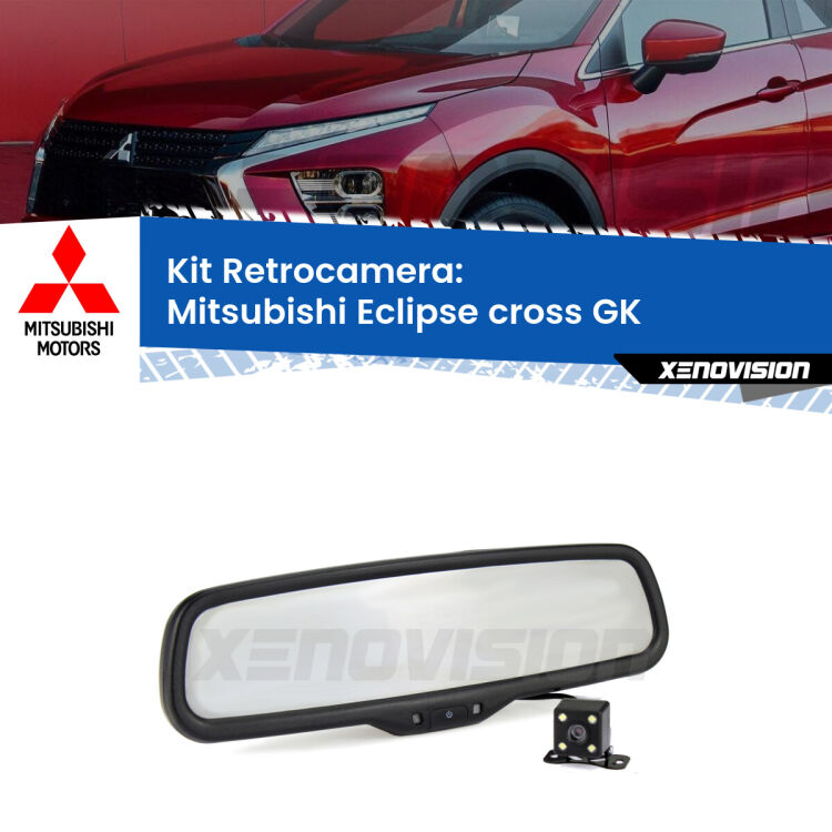 Kit Telecamera Parcheggio e Specchietto retrovisore con display invisibile per Mitsubishi Eclipse cross GK. Spento è identico all’originale. In retromarcia, l’immagine appare in un riquadro prima invisibile