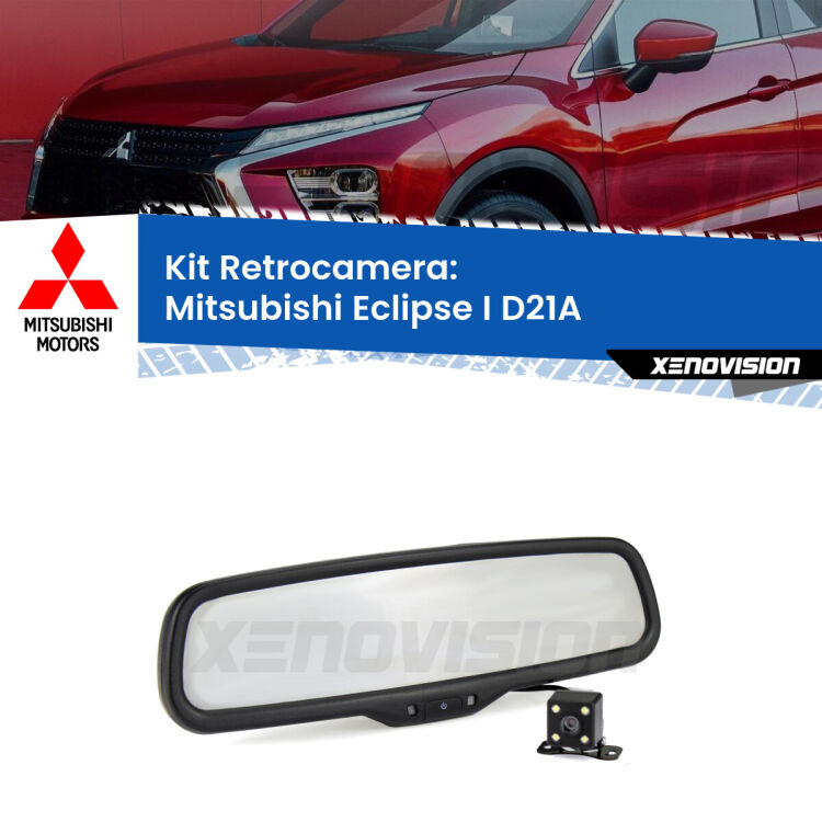 Kit Telecamera Parcheggio e Specchietto retrovisore con display invisibile per Mitsubishi Eclipse I D21A. Spento è identico all’originale. In retromarcia, l’immagine appare in un riquadro prima invisibile