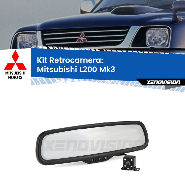 Kit Telecamera Parcheggio e Specchietto retrovisore con display invisibile per Mitsubishi L200 Mk3. Spento è identico all’originale. In retromarcia, l’immagine appare in un riquadro prima invisibile