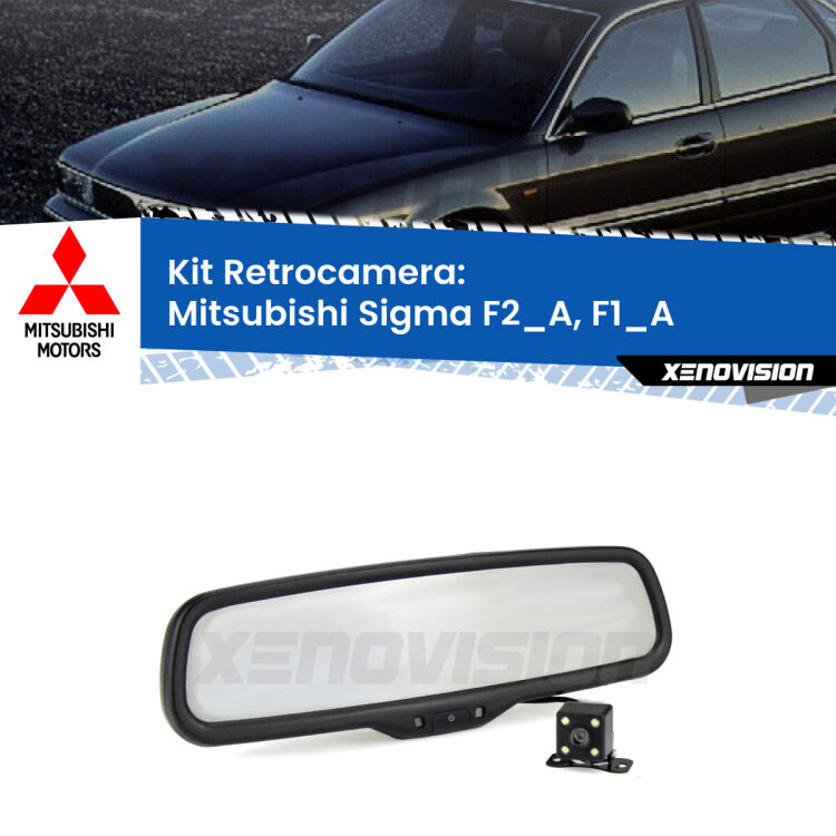 Kit Telecamera Parcheggio e Specchietto retrovisore con display invisibile per Mitsubishi Sigma F2_A, F1_A. Spento è identico all’originale. In retromarcia, l’immagine appare in un riquadro prima invisibile