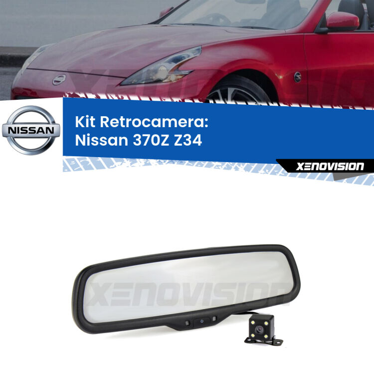 Kit Telecamera Parcheggio e Specchietto retrovisore con display invisibile per Nissan 370Z Z34. Spento è identico all’originale. In retromarcia, l’immagine appare in un riquadro prima invisibile