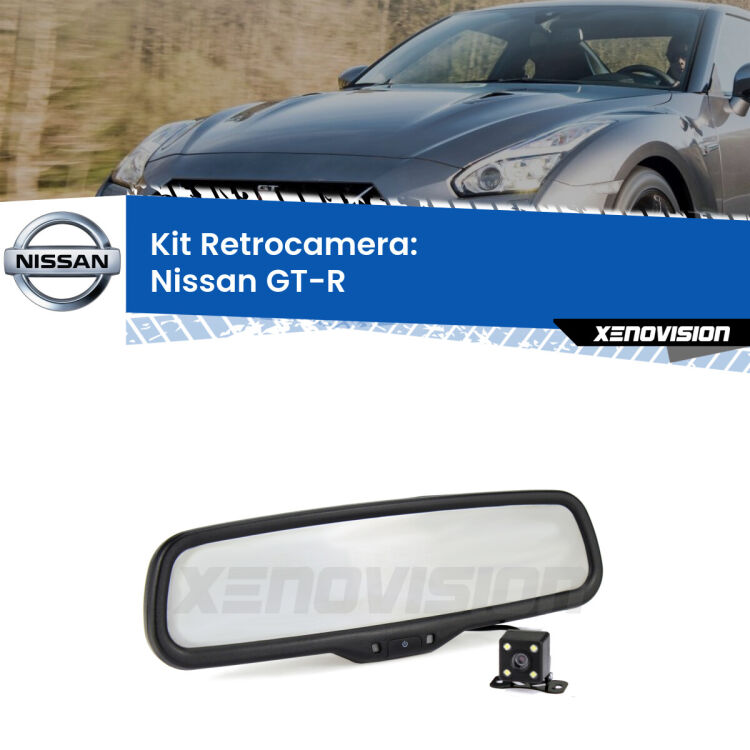 Kit Telecamera Parcheggio e Specchietto retrovisore con display invisibile per Nissan GT-R . Spento è identico all’originale. In retromarcia, l’immagine appare in un riquadro prima invisibile