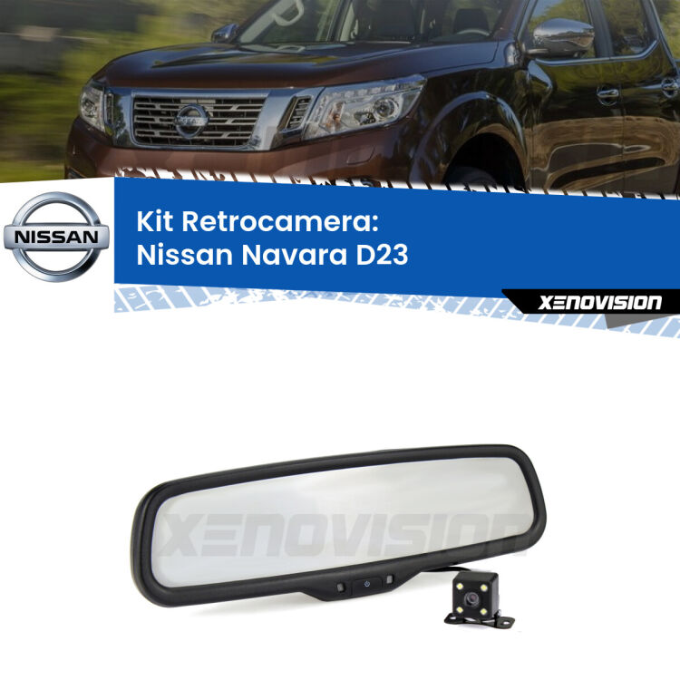 Kit Telecamera Parcheggio e Specchietto retrovisore con display invisibile per Nissan Navara D23. Spento è identico all’originale. In retromarcia, l’immagine appare in un riquadro prima invisibile