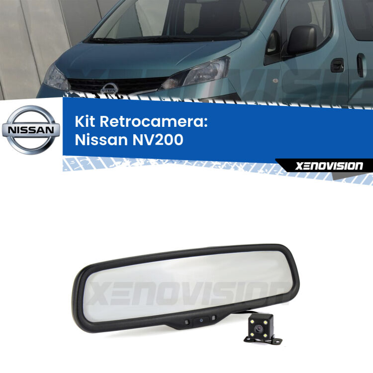 Kit Telecamera Parcheggio e Specchietto retrovisore con display invisibile per Nissan NV200 . Spento è identico all’originale. In retromarcia, l’immagine appare in un riquadro prima invisibile