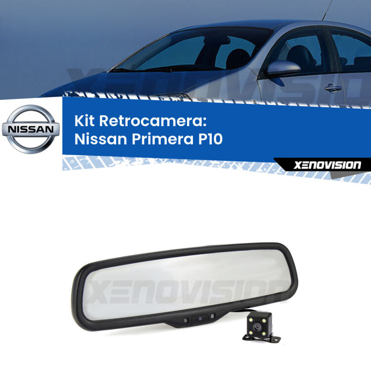 Kit Telecamera Parcheggio e Specchietto retrovisore con display invisibile per Nissan Primera P10. Spento è identico all’originale. In retromarcia, l’immagine appare in un riquadro prima invisibile