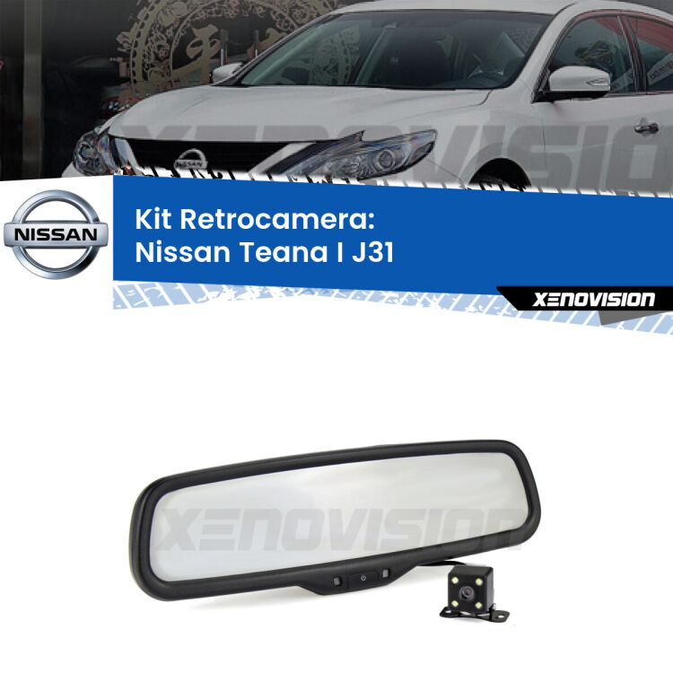 Kit Telecamera Parcheggio e Specchietto retrovisore con display invisibile per Nissan Teana I J31. Spento è identico all’originale. In retromarcia, l’immagine appare in un riquadro prima invisibile