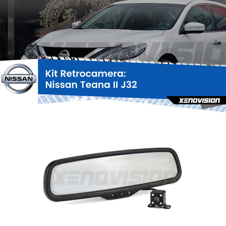 Kit Telecamera Parcheggio e Specchietto retrovisore con display invisibile per Nissan Teana II J32. Spento è identico all’originale. In retromarcia, l’immagine appare in un riquadro prima invisibile