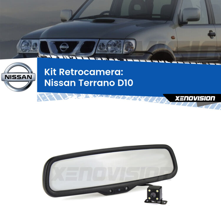 Kit Telecamera Parcheggio e Specchietto retrovisore con display invisibile per Nissan Terrano D10. Spento è identico all’originale. In retromarcia, l’immagine appare in un riquadro prima invisibile