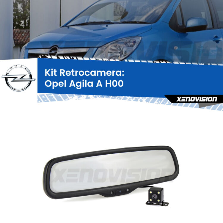 Kit Telecamera Parcheggio e Specchietto retrovisore con display invisibile per Opel Agila A H00. Spento è identico all’originale. In retromarcia, l’immagine appare in un riquadro prima invisibile