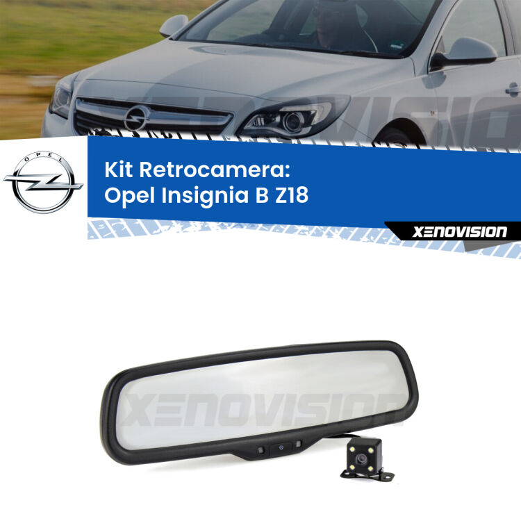 Kit Telecamera Parcheggio e Specchietto retrovisore con display invisibile per Opel Insignia B Z18. Spento è identico all’originale. In retromarcia, l’immagine appare in un riquadro prima invisibile