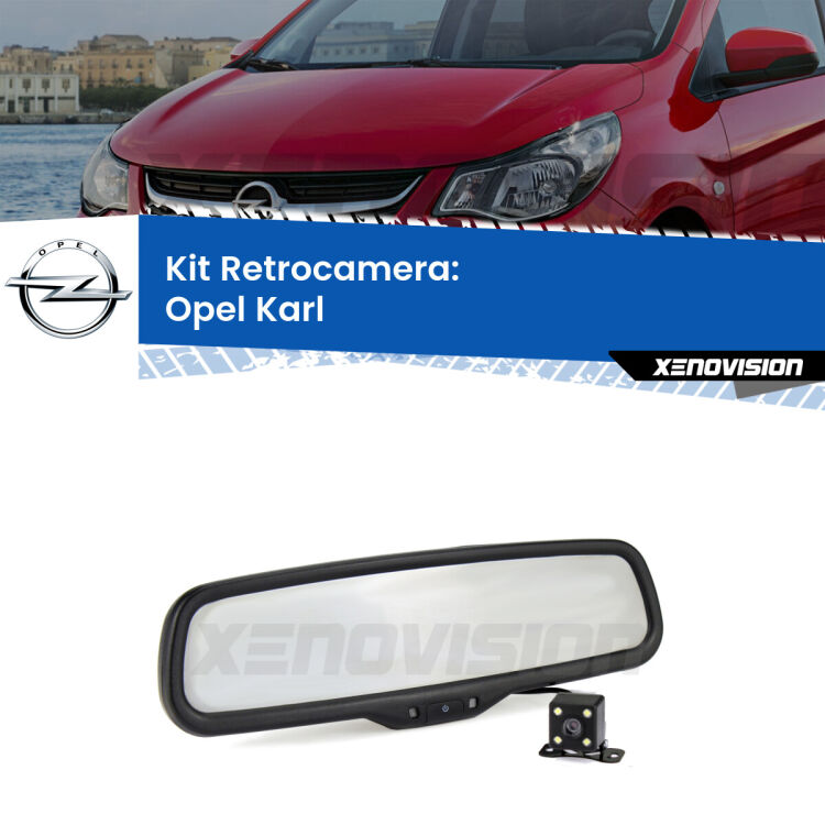 Kit Telecamera Parcheggio e Specchietto retrovisore con display invisibile per Opel Karl . Spento è identico all’originale. In retromarcia, l’immagine appare in un riquadro prima invisibile