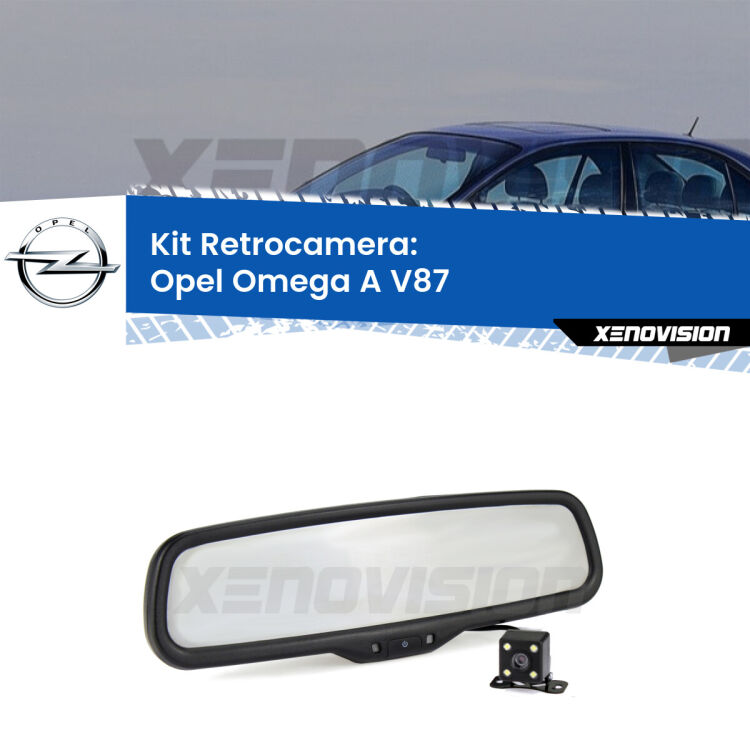 Kit Telecamera Parcheggio e Specchietto retrovisore con display invisibile per Opel Omega A V87. Spento è identico all’originale. In retromarcia, l’immagine appare in un riquadro prima invisibile