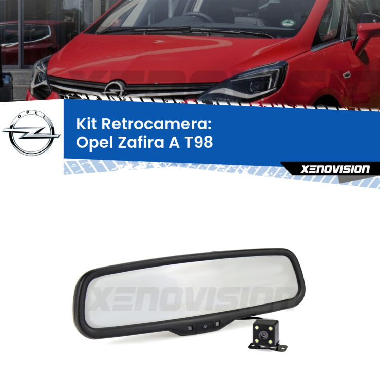 Kit Telecamera Parcheggio e Specchietto retrovisore con display invisibile per Opel Zafira A T98. Spento è identico all’originale. In retromarcia, l’immagine appare in un riquadro prima invisibile