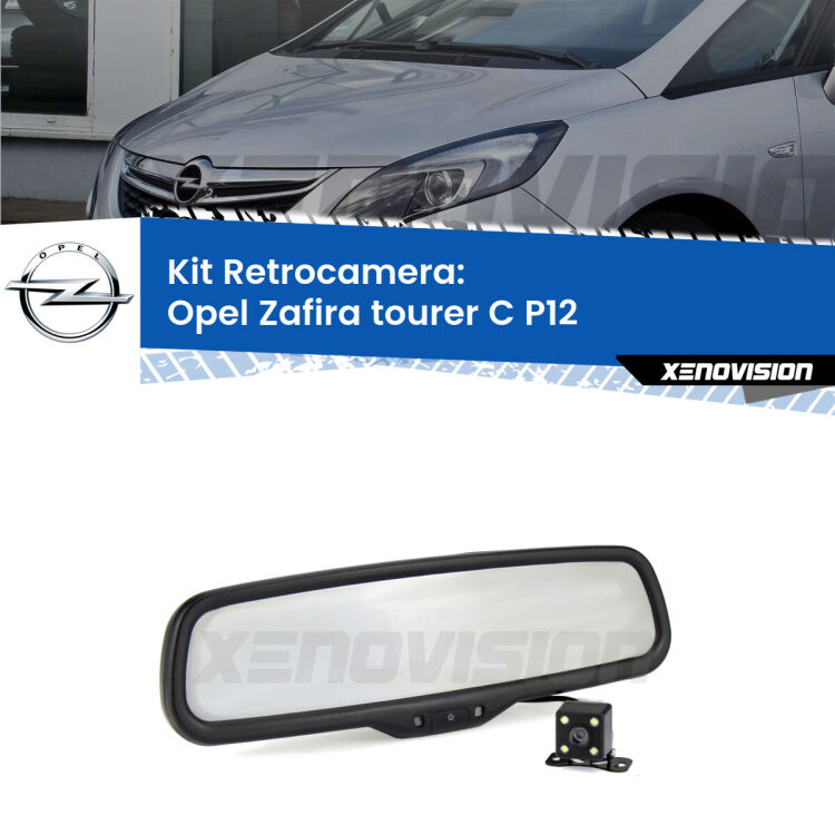 Kit Telecamera Parcheggio e Specchietto retrovisore con display invisibile per Opel Zafira tourer C P12. Spento è identico all’originale. In retromarcia, l’immagine appare in un riquadro prima invisibile