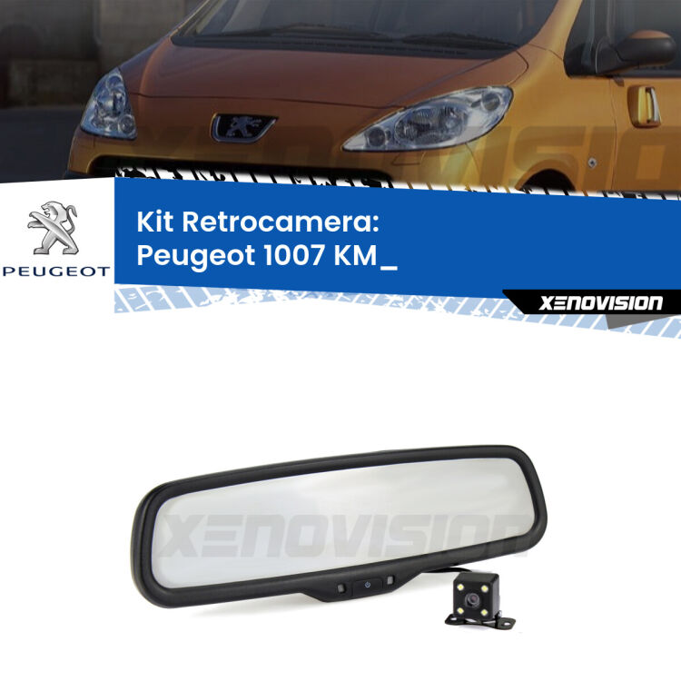 Kit Telecamera Parcheggio e Specchietto retrovisore con display invisibile per Peugeot 1007 KM_. Spento è identico all’originale. In retromarcia, l’immagine appare in un riquadro prima invisibile