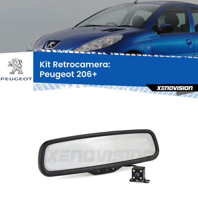 Kit Telecamera Parcheggio e Specchietto retrovisore con display invisibile per Peugeot 206+ . Spento è identico all’originale. In retromarcia, l’immagine appare in un riquadro prima invisibile