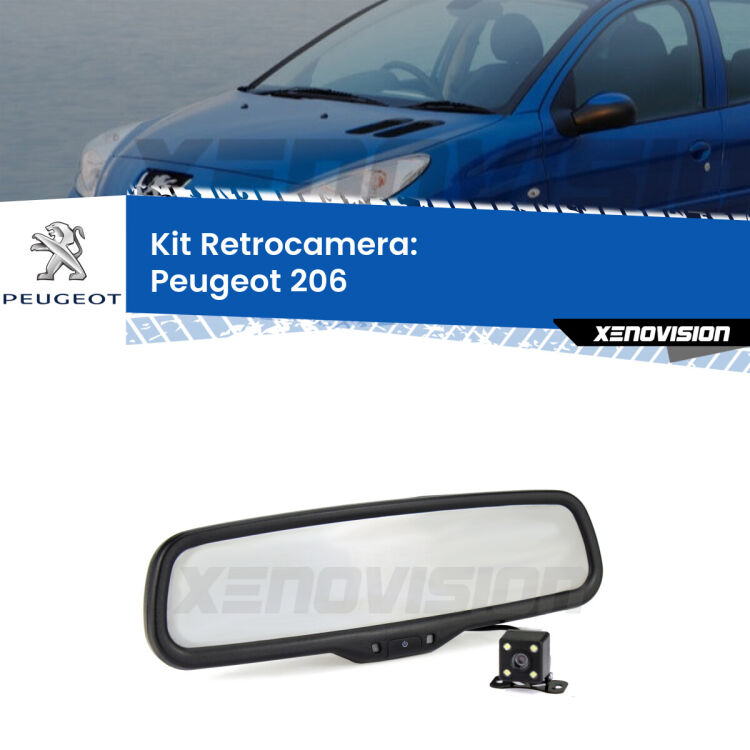 Kit Telecamera Parcheggio e Specchietto retrovisore con display invisibile per Peugeot 206 . Spento è identico all’originale. In retromarcia, l’immagine appare in un riquadro prima invisibile