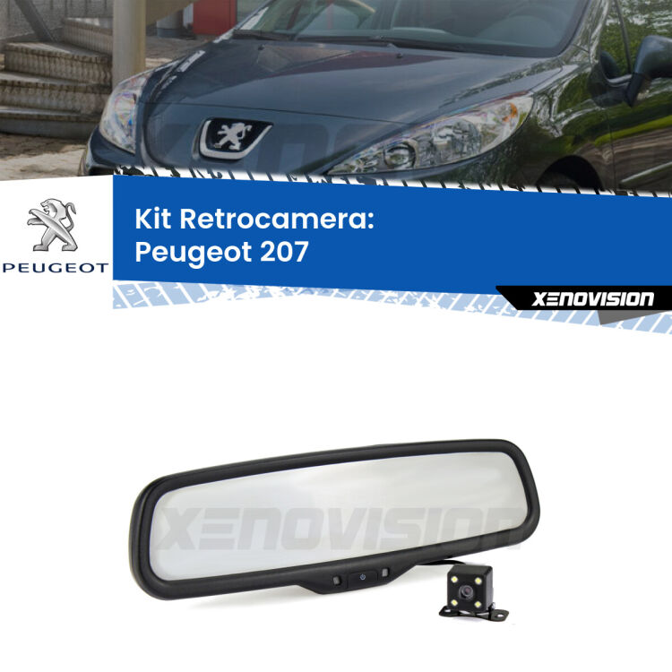 Kit Telecamera Parcheggio e Specchietto retrovisore con display invisibile per Peugeot 207 . Spento è identico all’originale. In retromarcia, l’immagine appare in un riquadro prima invisibile