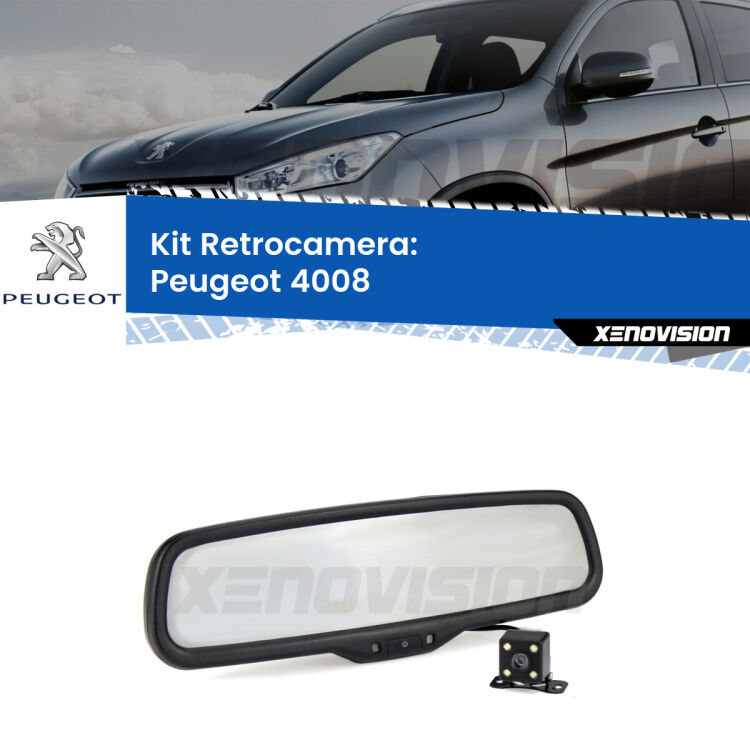 Kit Telecamera Parcheggio e Specchietto retrovisore con display invisibile per Peugeot 4008 . Spento è identico all’originale. In retromarcia, l’immagine appare in un riquadro prima invisibile