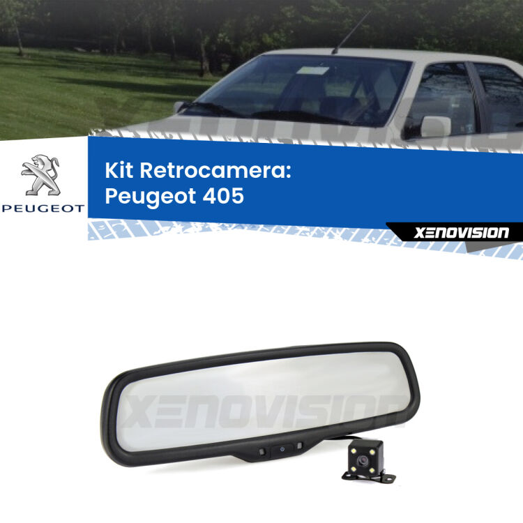 Kit Telecamera Parcheggio e Specchietto retrovisore con display invisibile per Peugeot 405 . Spento è identico all’originale. In retromarcia, l’immagine appare in un riquadro prima invisibile