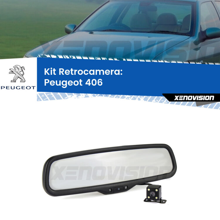 Kit Telecamera Parcheggio e Specchietto retrovisore con display invisibile per Peugeot 406 . Spento è identico all’originale. In retromarcia, l’immagine appare in un riquadro prima invisibile