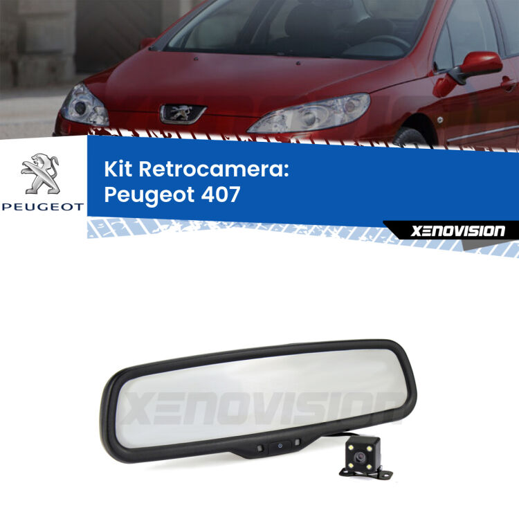 Kit Telecamera Parcheggio e Specchietto retrovisore con display invisibile per Peugeot 407 . Spento è identico all’originale. In retromarcia, l’immagine appare in un riquadro prima invisibile