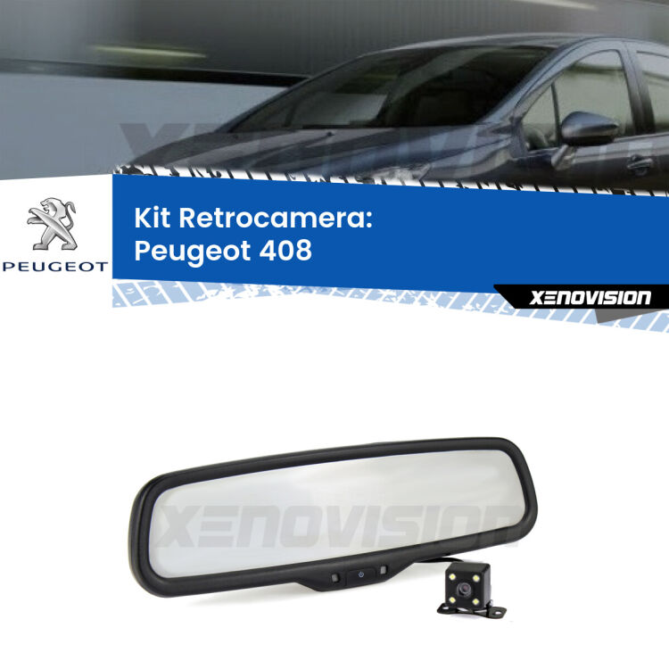 Kit Telecamera Parcheggio e Specchietto retrovisore con display invisibile per Peugeot 408 . Spento è identico all’originale. In retromarcia, l’immagine appare in un riquadro prima invisibile